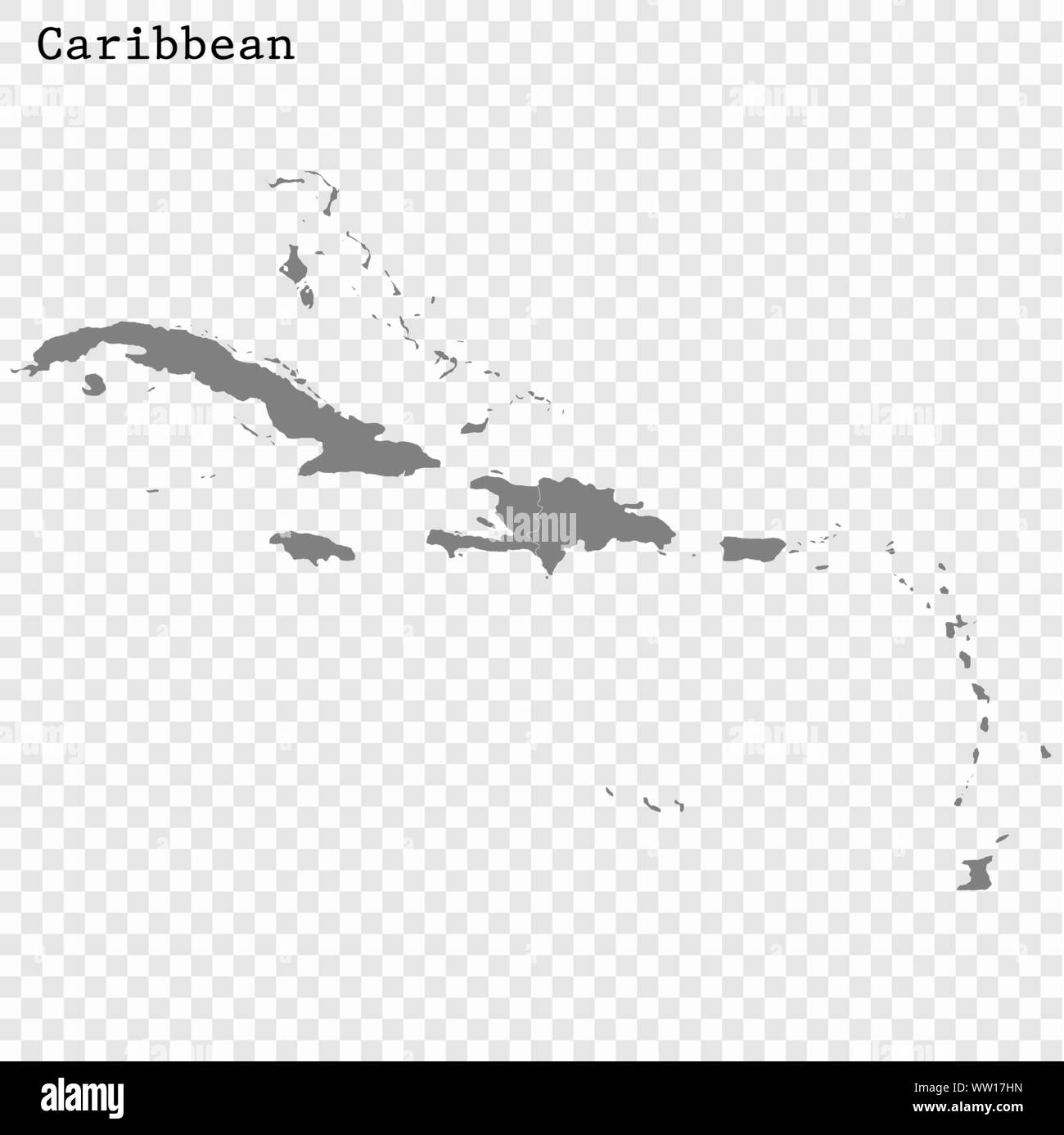 Carte des Caraïbes de haute qualité avec des frontières des pays Illustration de Vecteur