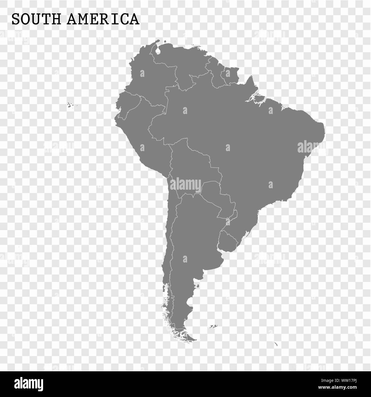 La qualité élevée de l'Amérique du Sud et les frontières des pays Illustration de Vecteur