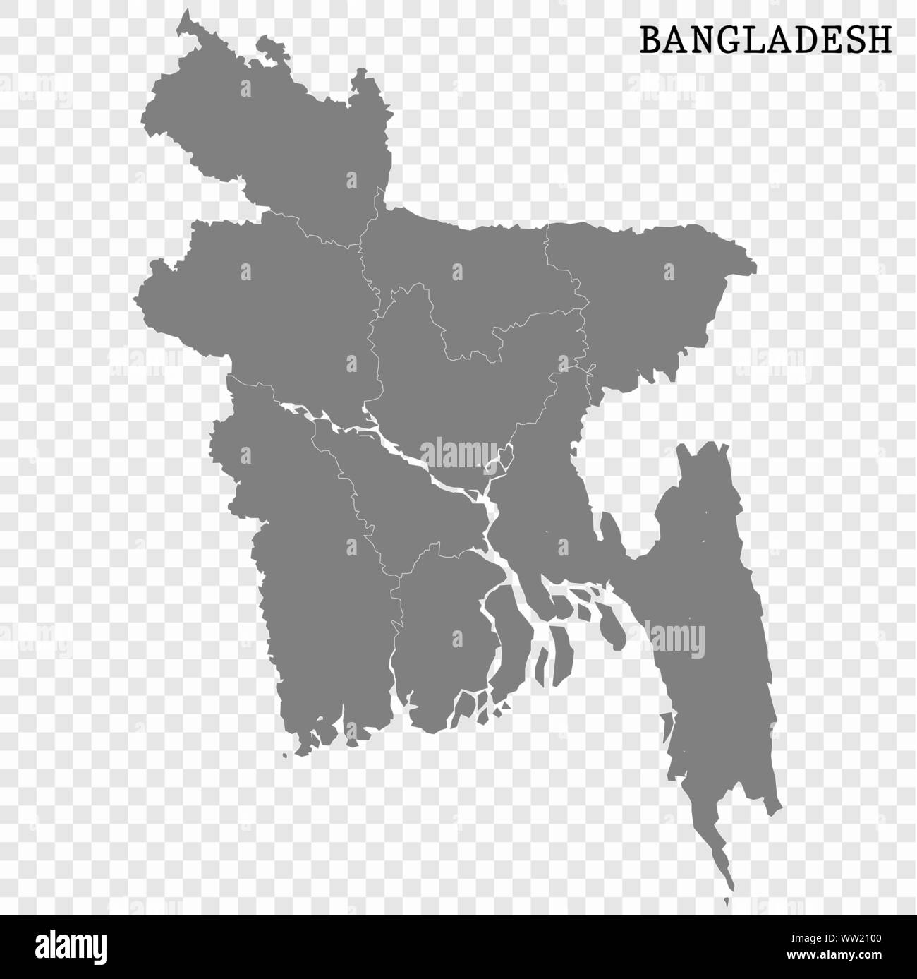 Carte de haute qualité du Bangladesh avec des frontières des régions Illustration de Vecteur