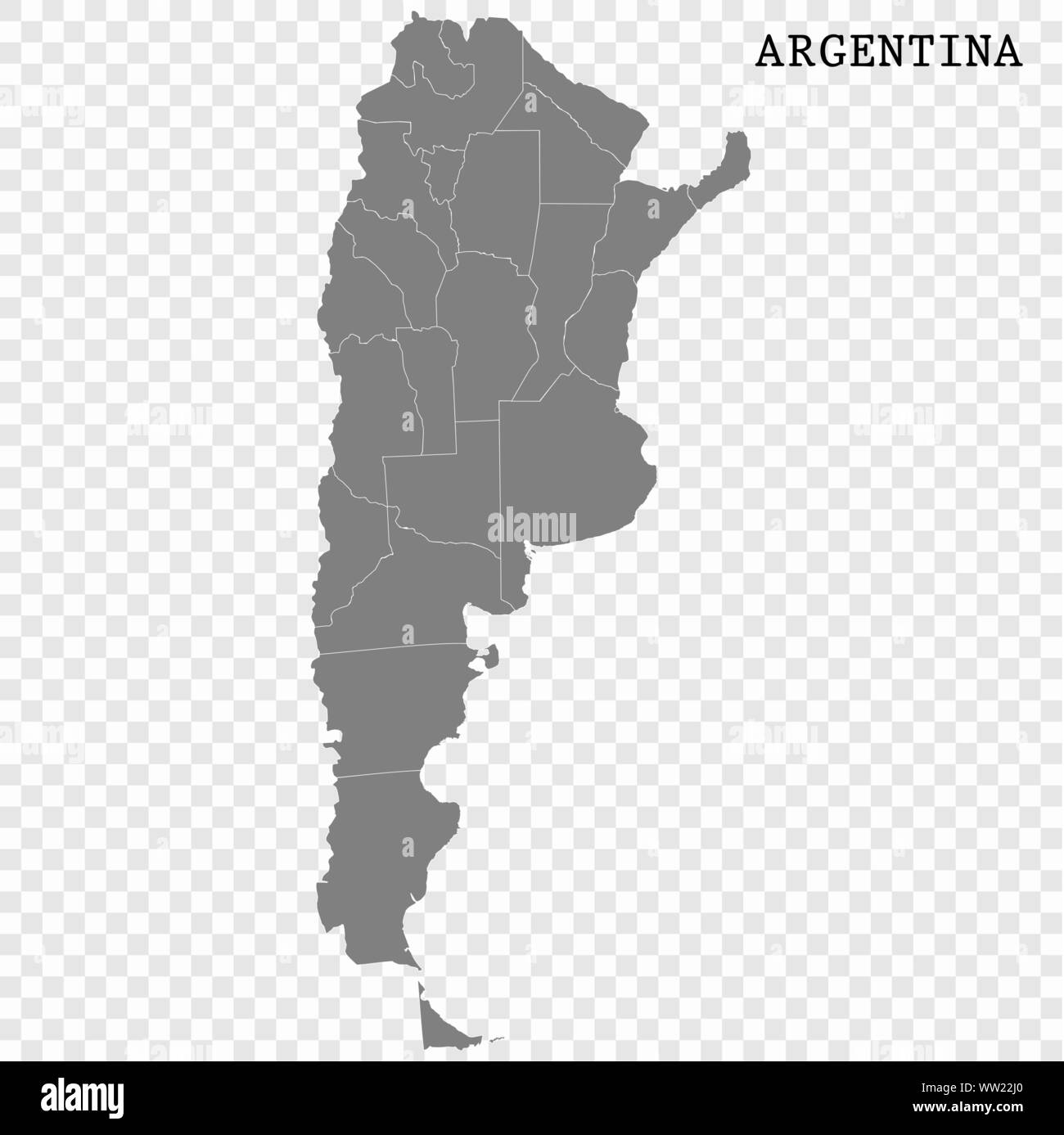 Carte de l'Argentine de haute qualité avec des frontières des régions Illustration de Vecteur