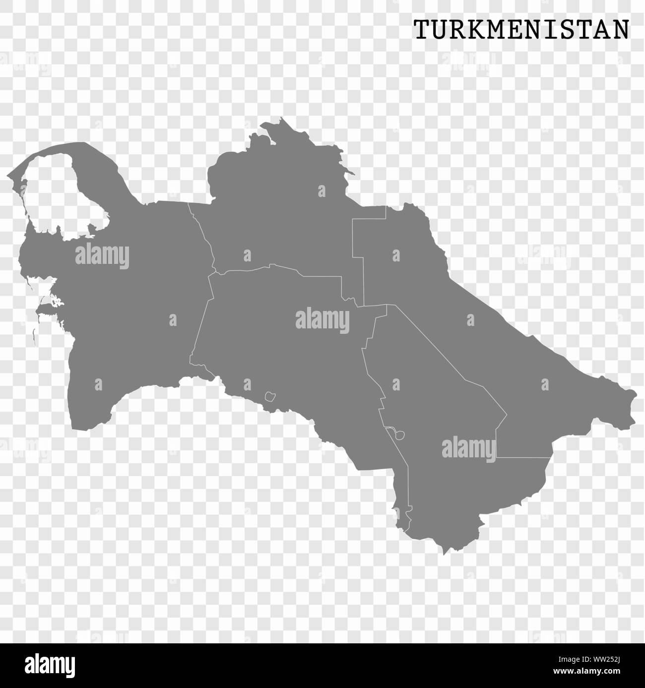 Carte du Turkménistan de haute qualité avec des frontières des régions Illustration de Vecteur