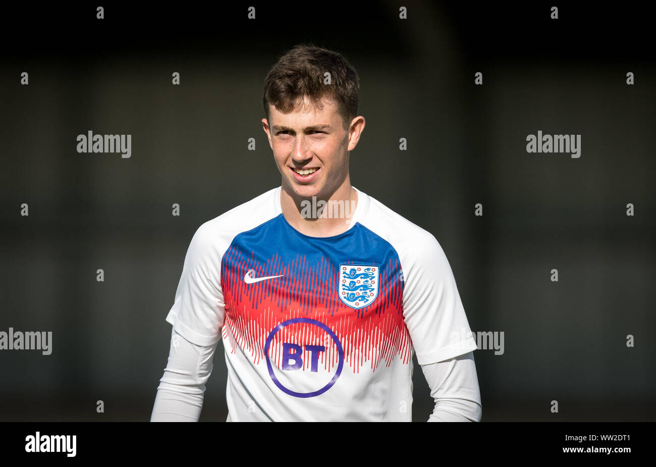 Jensen Weir (Wigan Athletic) d'Angleterre U18 match avant pendant le moins de 18 ans match amical entre l'Angleterre U18 & U18 à Hednesford Brésil Banque D'Images