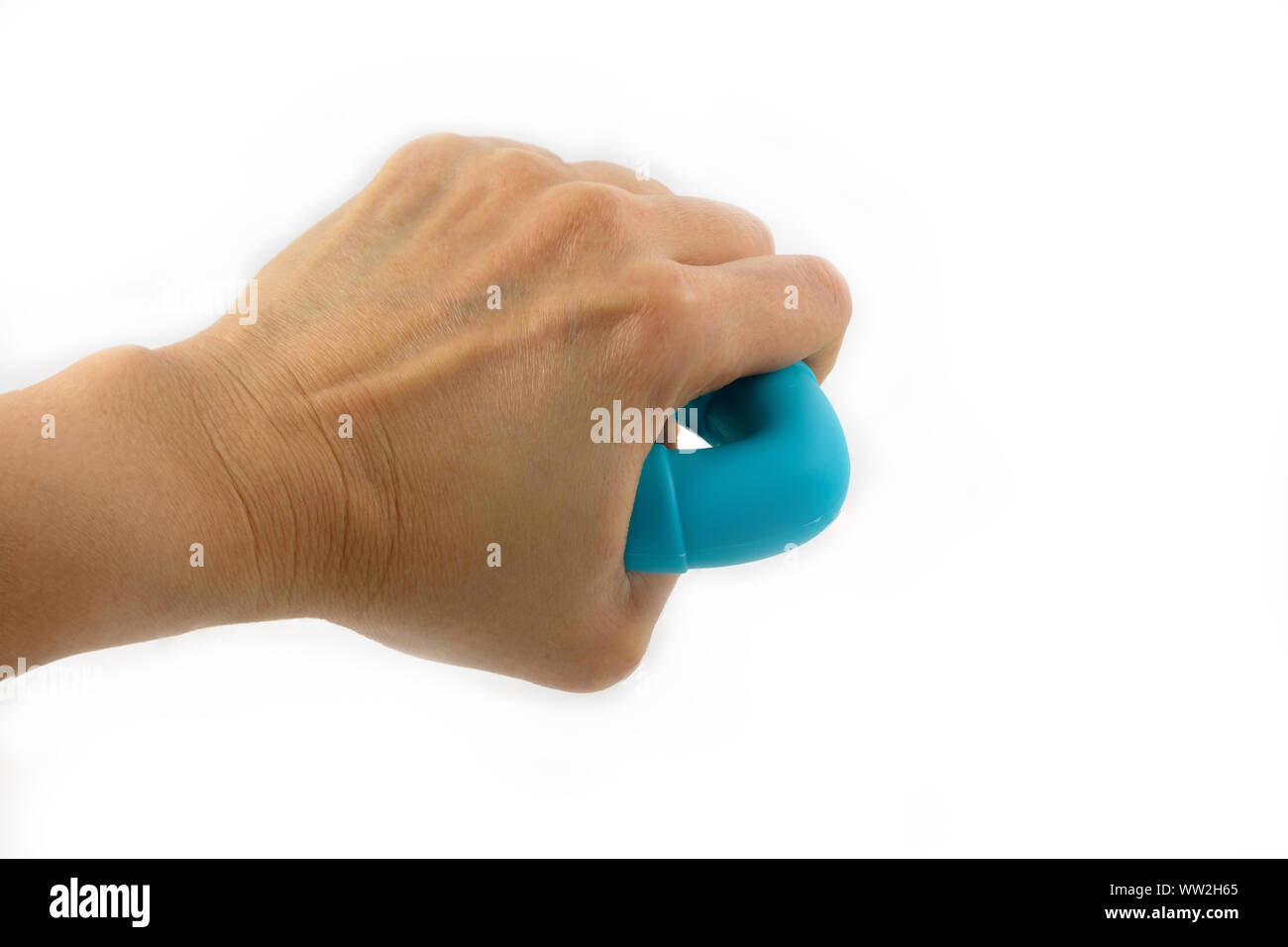 La main de préhension de la main isolé sur fond blanc. Banque D'Images