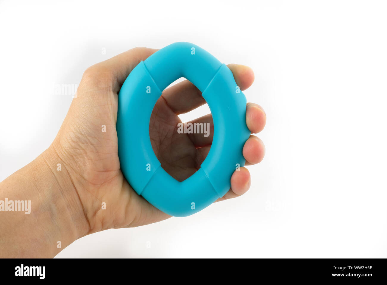 La main de préhension de la main isolé sur fond blanc. Banque D'Images