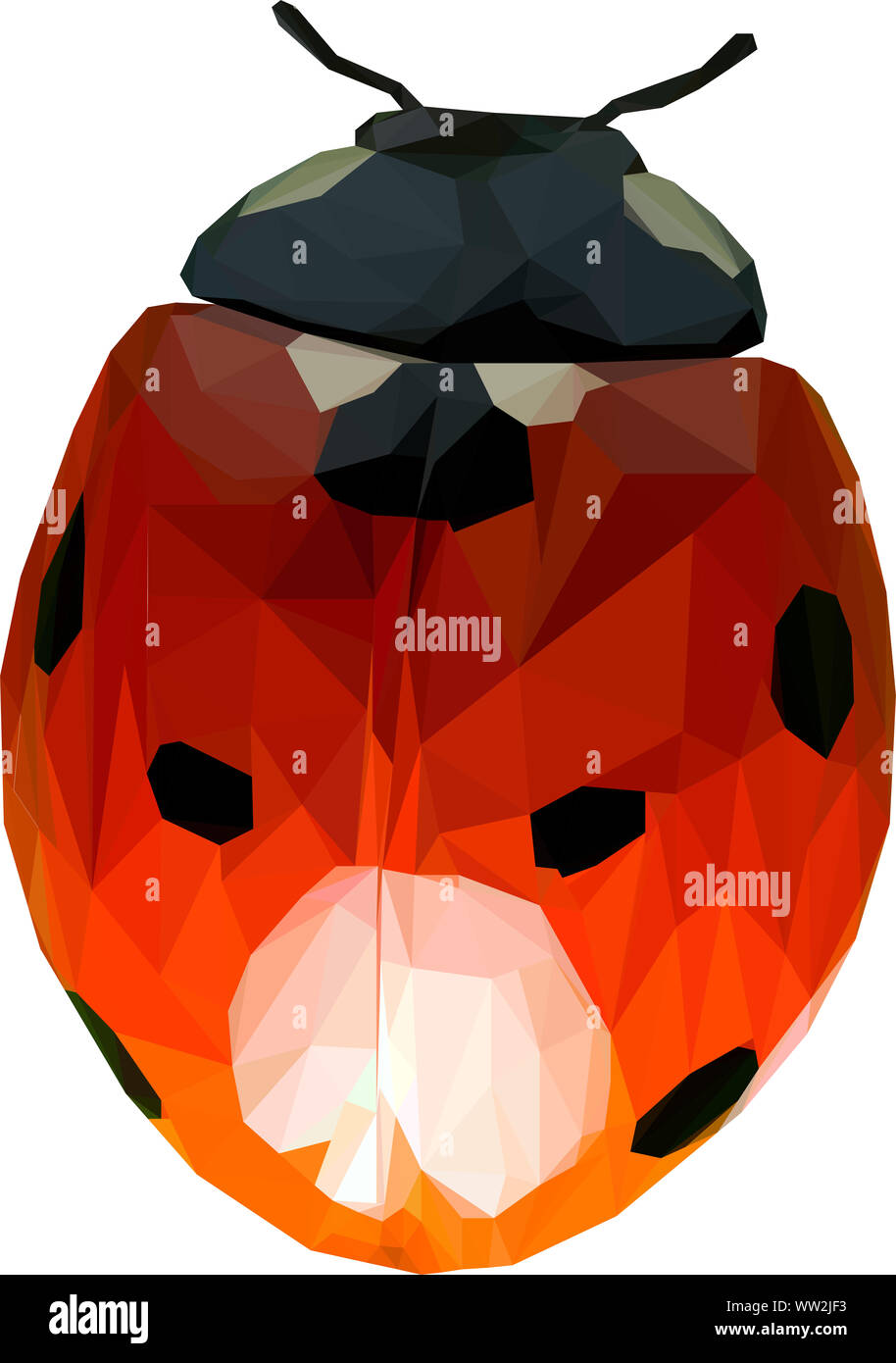 Low poly illustration d'une Coccinelle rouge Banque D'Images