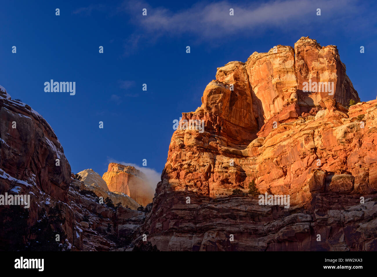 Les murs de canyon dans les gorges, Capitol Capitol Reef National Park, Utah, USA Banque D'Images