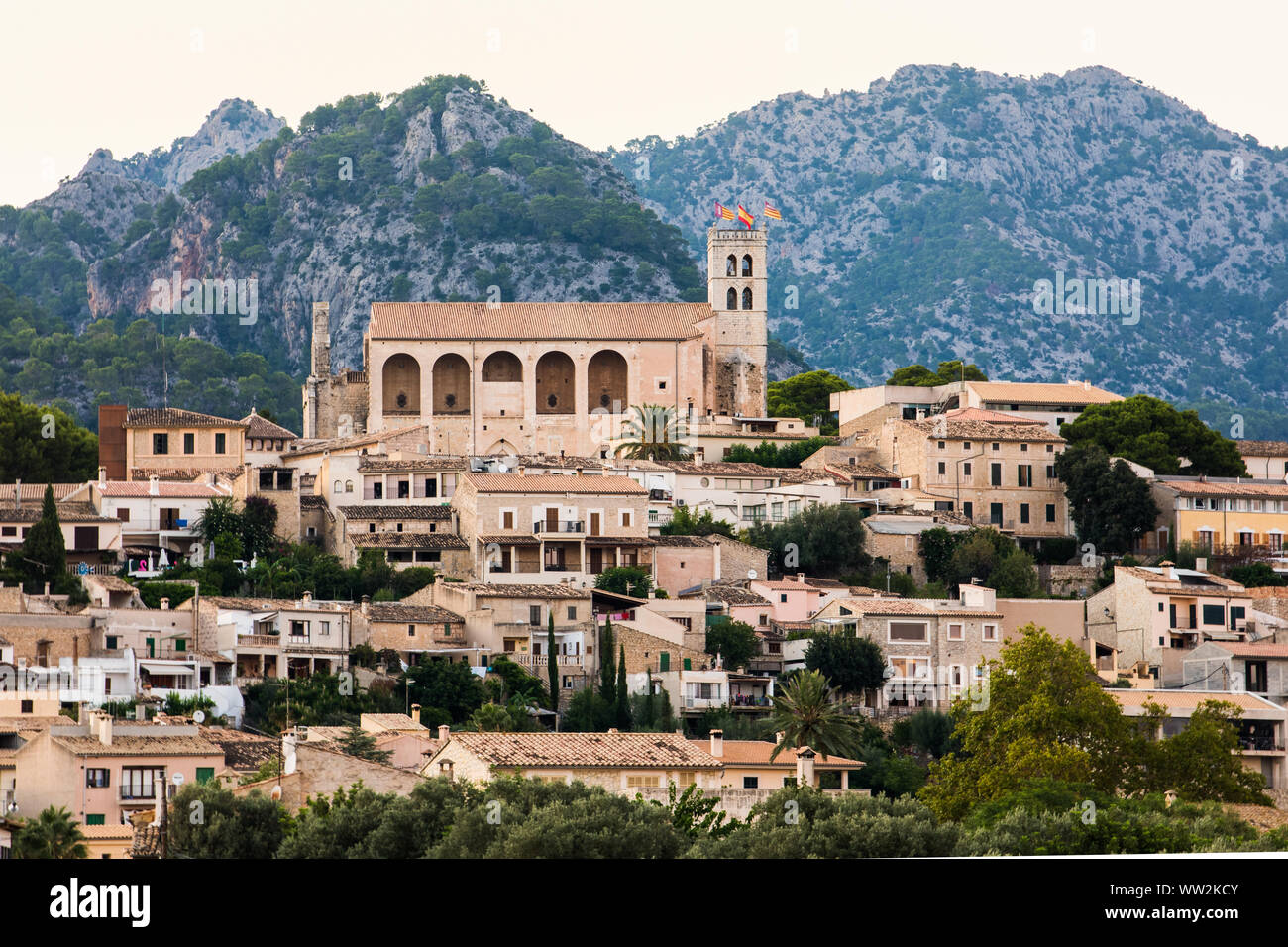 Sant Llorenç église dans le village de Selva, Majorque, Iles Baléares Banque D'Images