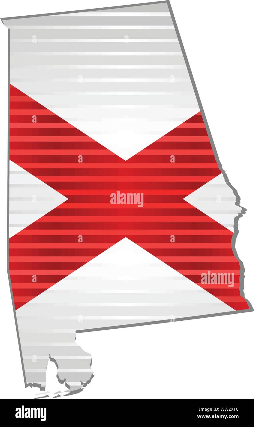 Grunge brillant carte de l'Alabama - Illustration, carte tridimensionnelle de l'Alabama Illustration de Vecteur