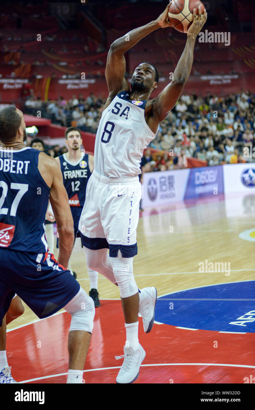 Harrison Barnes (Etats-Unis) par rapport à la France. Coupe du Monde de Basket-ball de la FIBA, Chine 2019, 1/4 de finale Banque D'Images