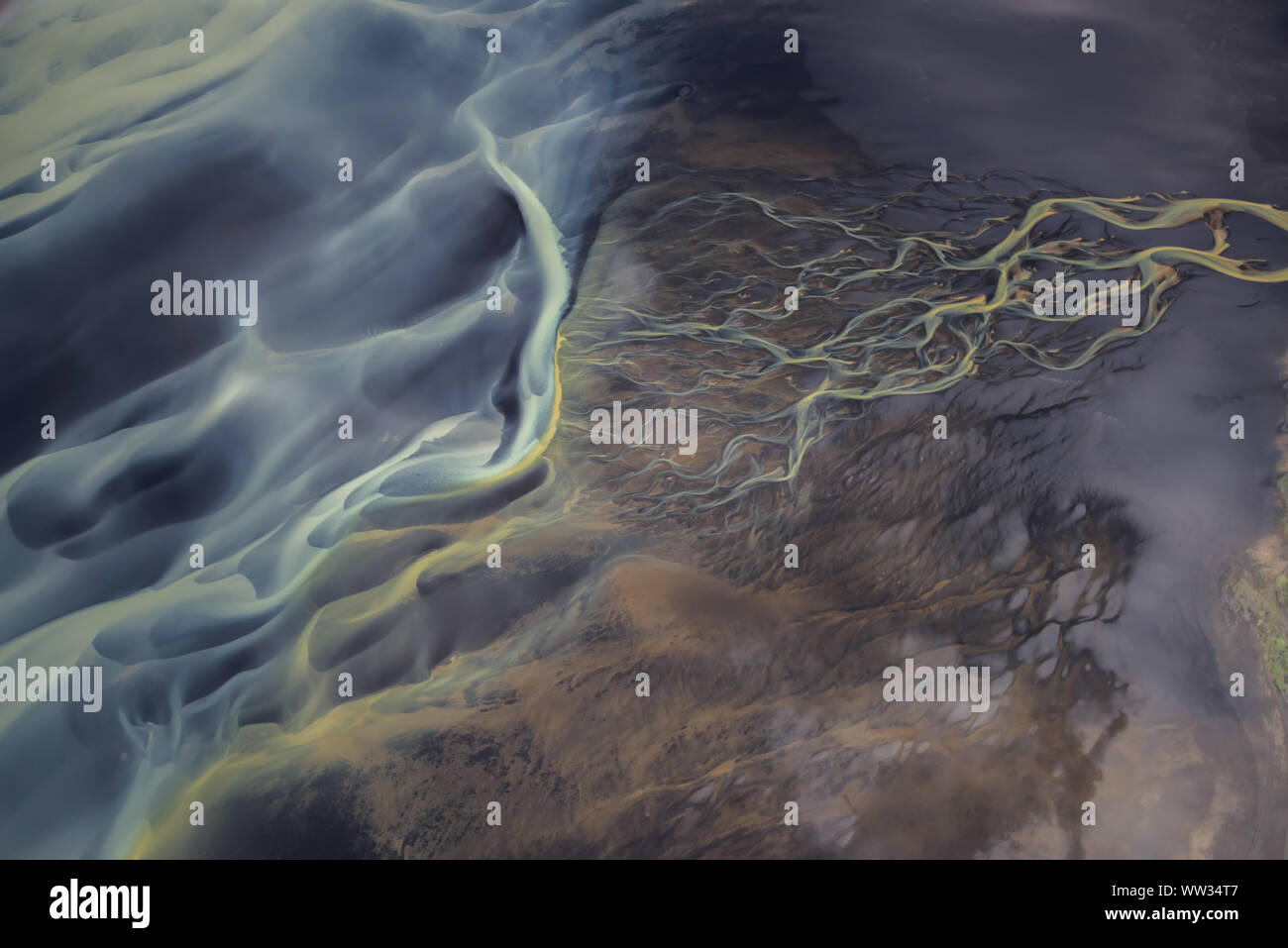 Vue aérienne de l'eau de Glacier en Islande Banque D'Images
