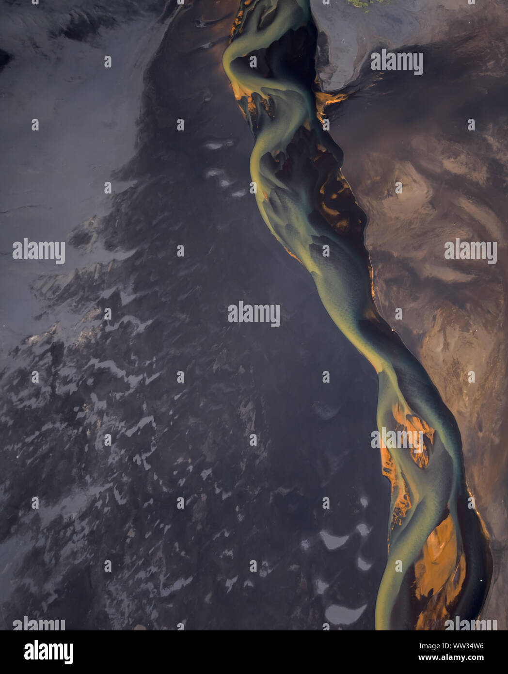 Vue aérienne de l'eau de Glacier en Islande Banque D'Images