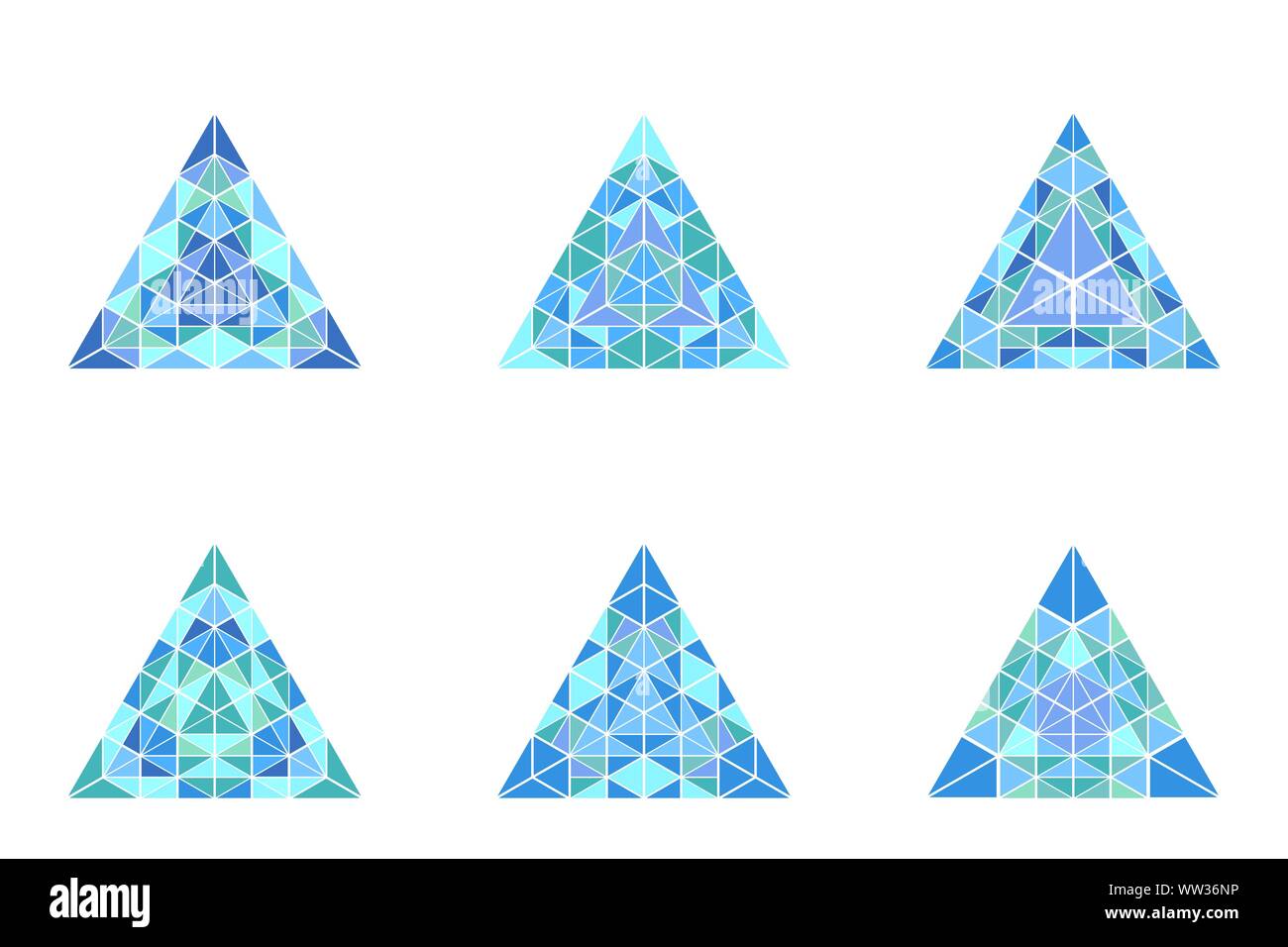 Pyramide triangle isolé set - polygonal coloré vecteur conception géométrique d'ornement abstrait avec éléments triangles Illustration de Vecteur