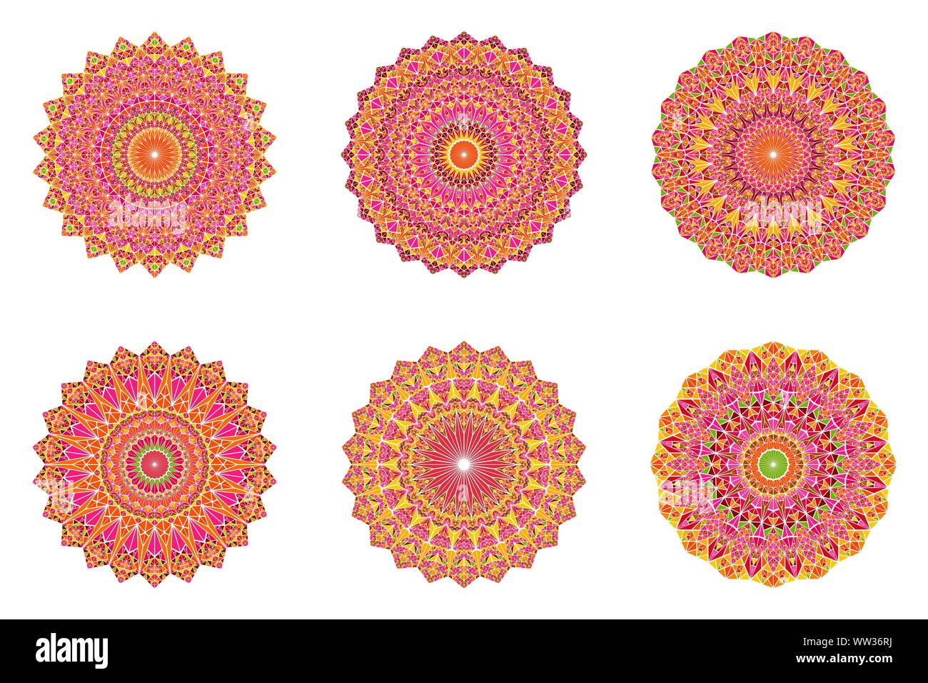 Triangle géométrique ornée mandala mosaic set - polygonal ronde circulaire résumé graphique de vecteur de fond sur Illustration de Vecteur