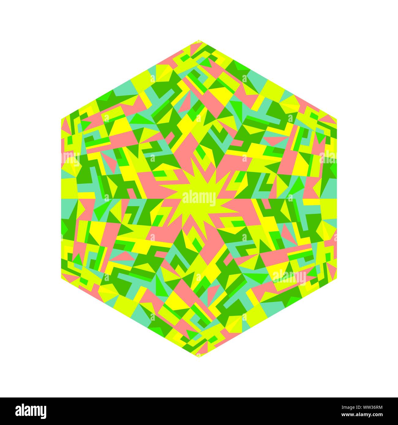 Mosaïque isolé ornement de forme hexagonale - élément du vecteur géométrique colorée hexagonale Illustration de Vecteur