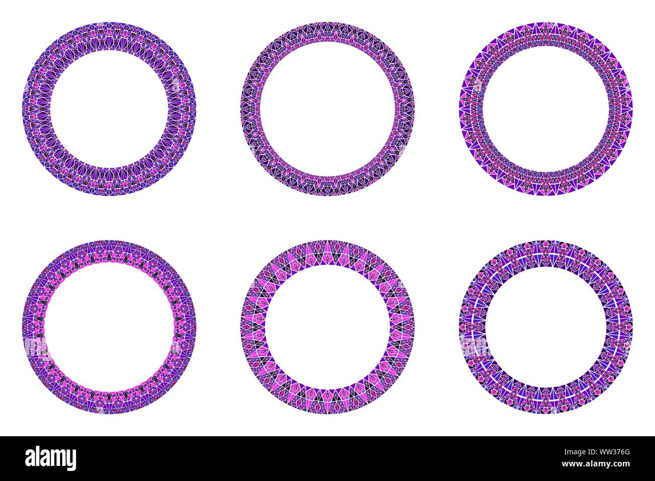 Cercle triangle abstrait géométrique border set - ronde vecteur polygonale circulaire des éléments de conception à partir de triangles colorés Illustration de Vecteur