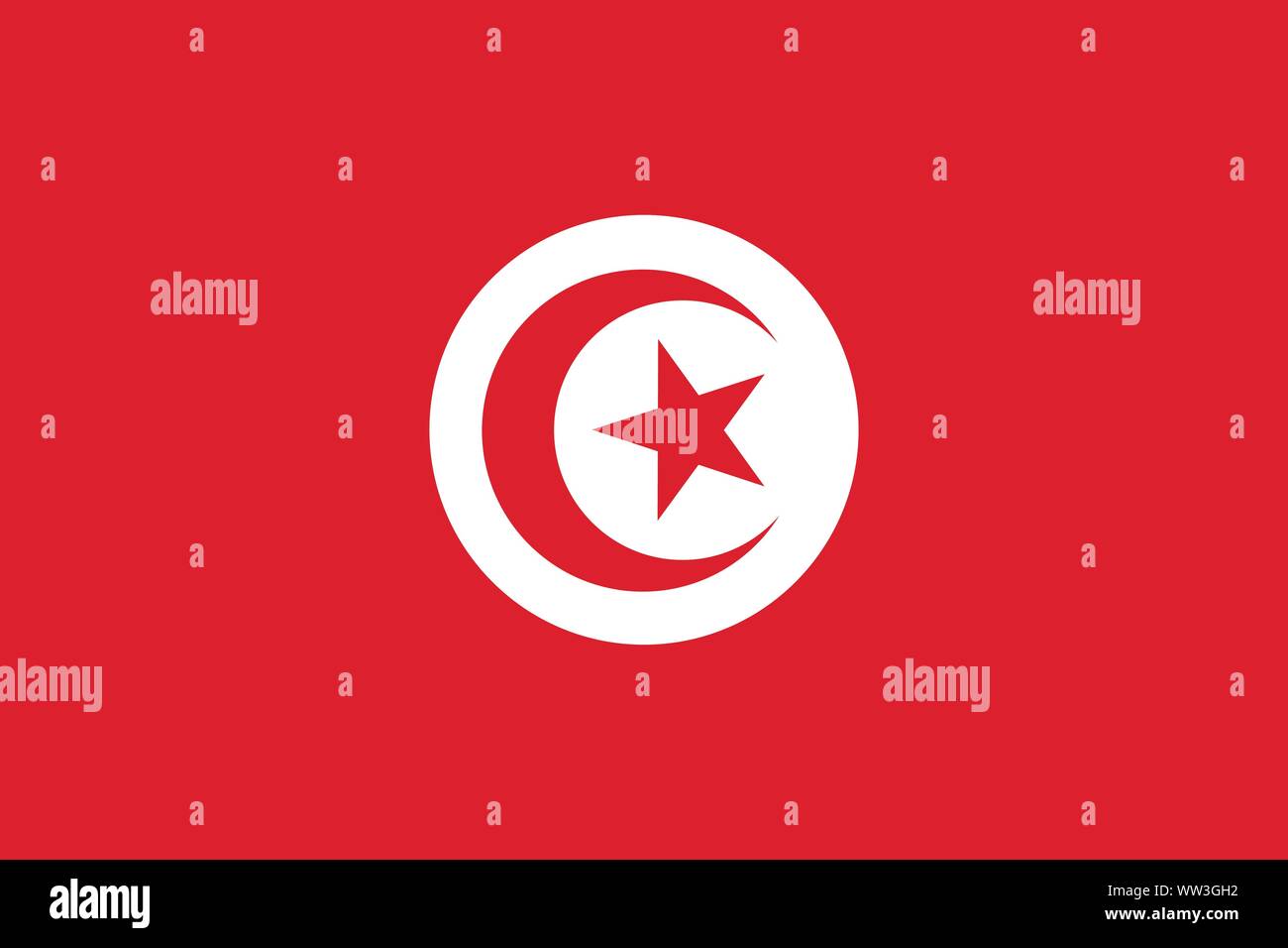Le drapeau national de la Tunisie. Vector illustration. Tunis Illustration de Vecteur