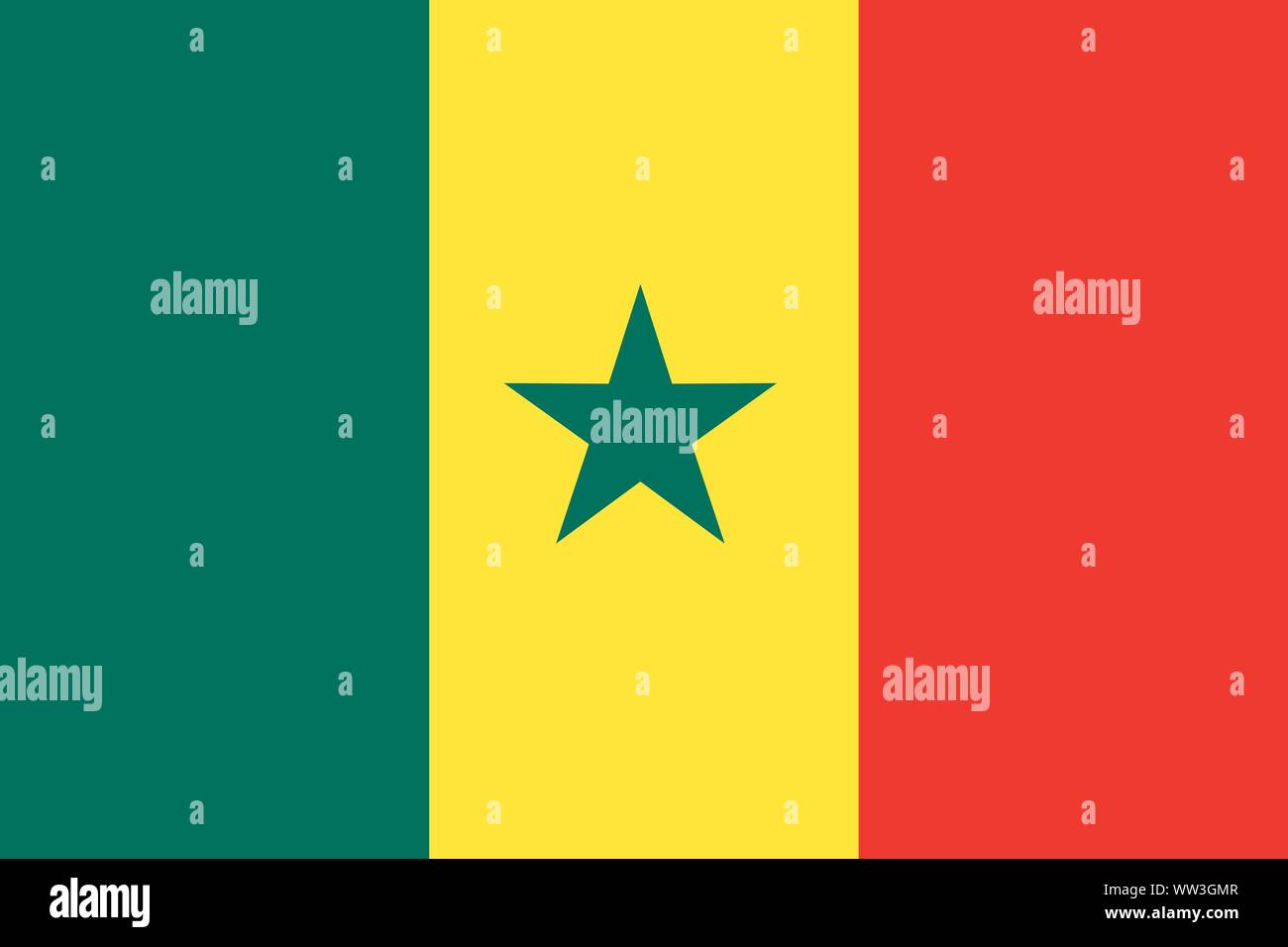 Le drapeau national du Sénégal. Vector illustration. Dakar Illustration de Vecteur