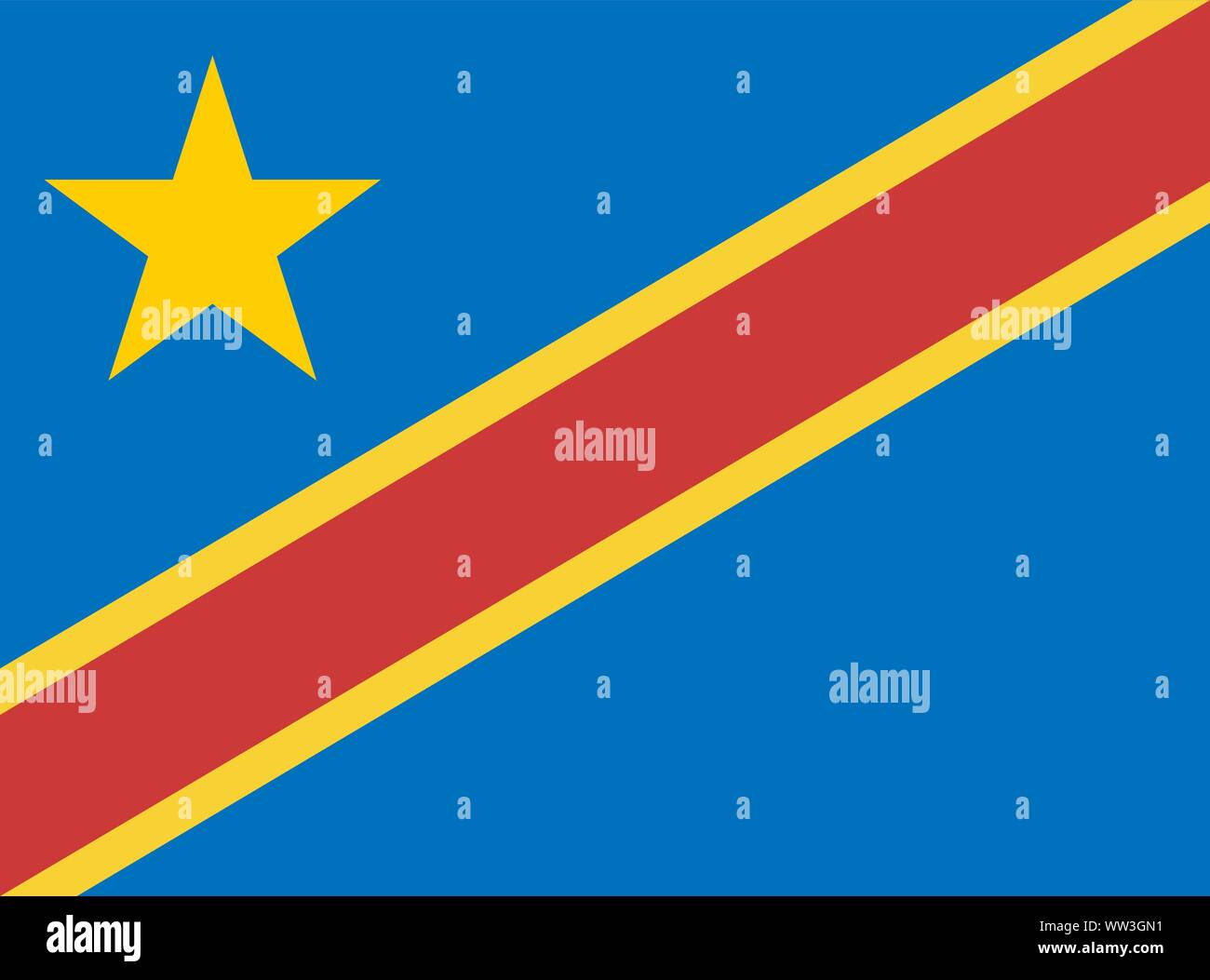 La République démocratique du Congo drapeau. Vector illustration. Kinshasa. Illustration de Vecteur