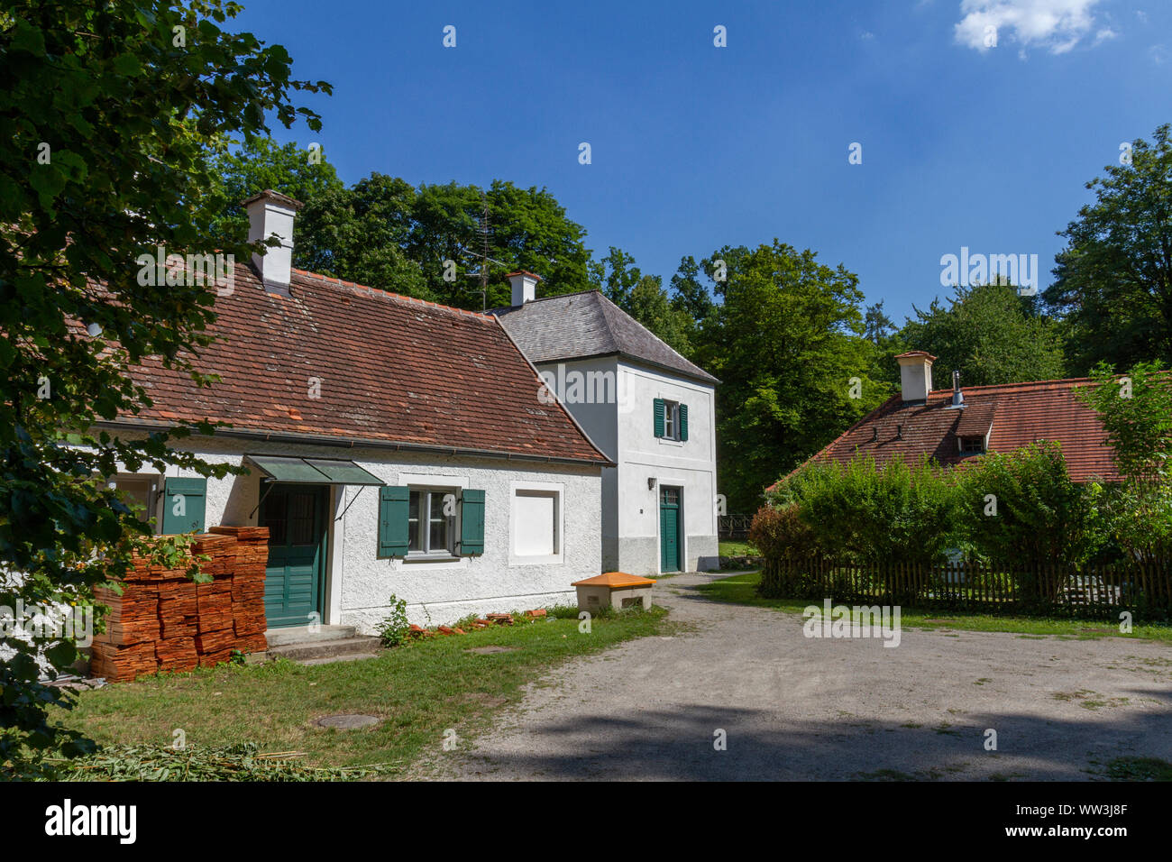 Avec Green Village de pompage et de pompage de Deer Park, le Palais Nymphenburg Schloss Nymphenburg (motifs), Munich, Bavière, Allemagne. Banque D'Images