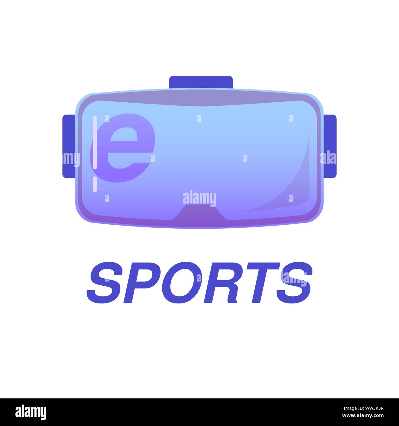 Casque de réalité virtuelle, la réalité virtuelle avec glasse esports titre sur un fond lumineux, isolé dans l'icône de télévision couleurs rouge et lilas Illustration de Vecteur