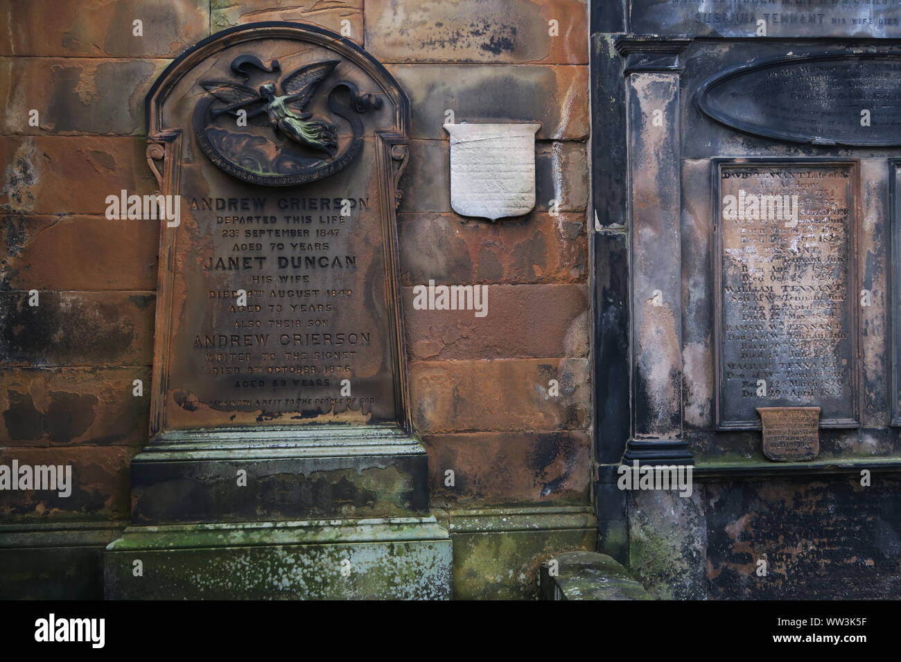 Grierson et Tennant, pierres tombales de la famille nouveau Cimetière Calton, Édimbourg Banque D'Images