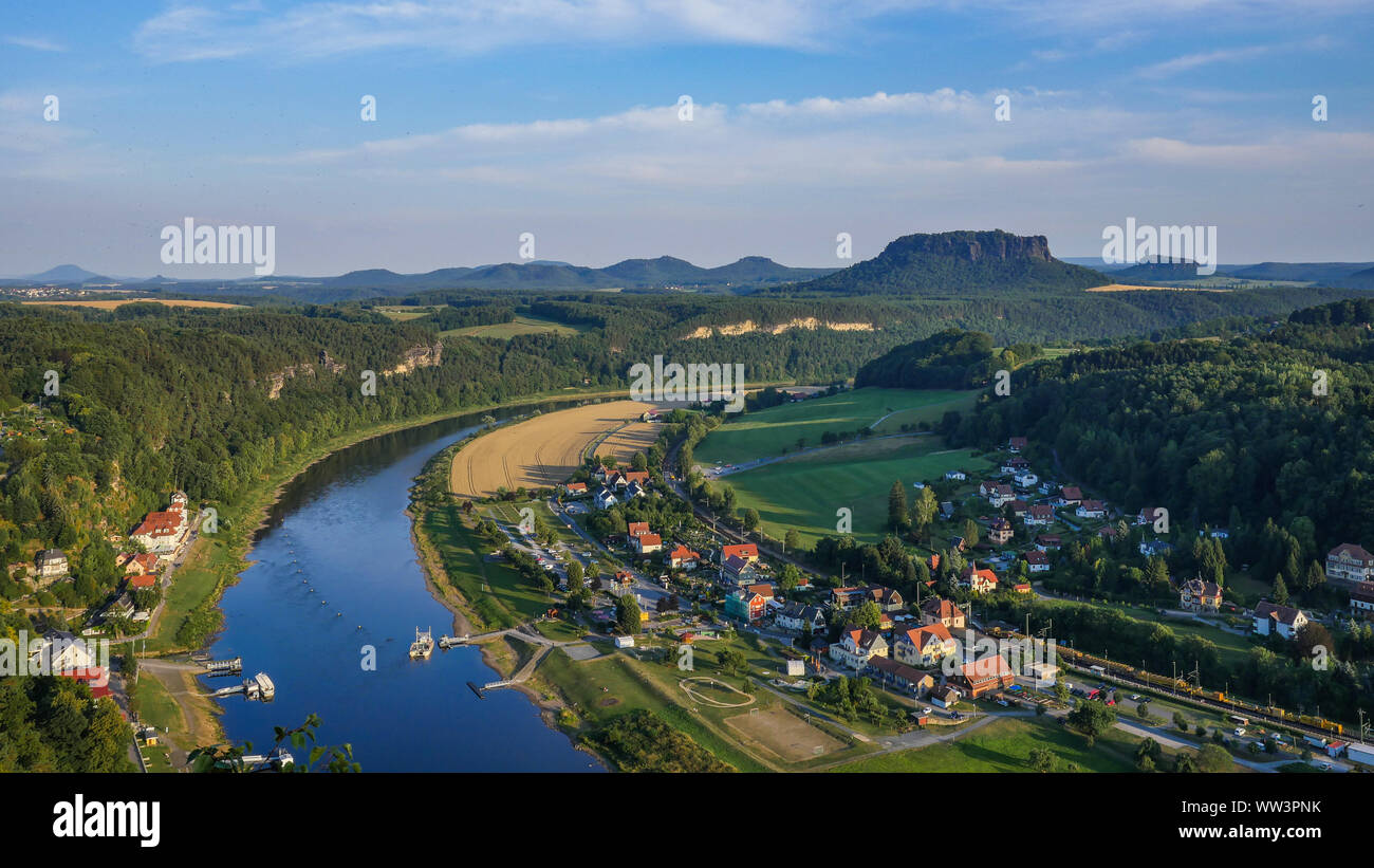 Allemagne Elb Sanstone historique paysage view Banque D'Images