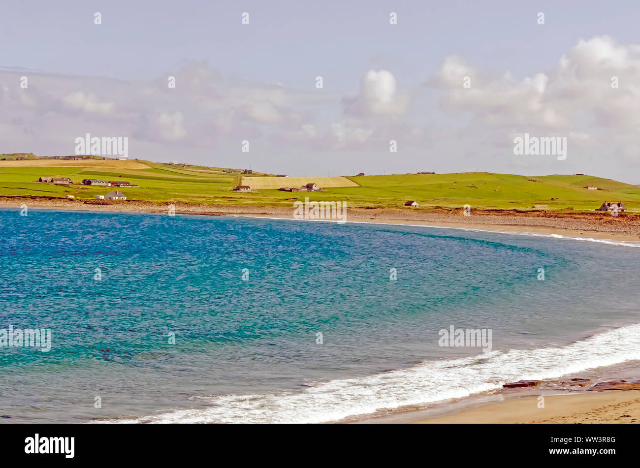 Skara Brae règlement Neolitchic plus de 5 000 ans est le mieux préservé de l'âge de pierre village néolithique en Europe du nord, les Orcades, en Écosse Banque D'Images