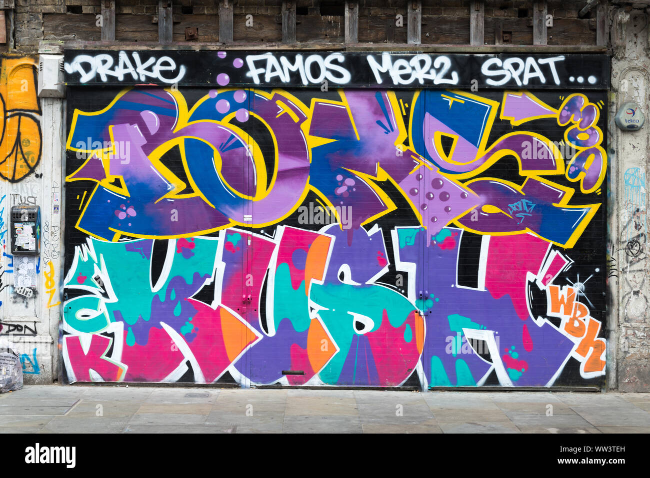 Les graffitis, Shoreditch, London, UK Banque D'Images