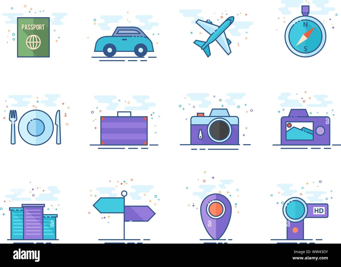 Icône de voyage en série télévision couleur. Vector illustration. Illustration de Vecteur