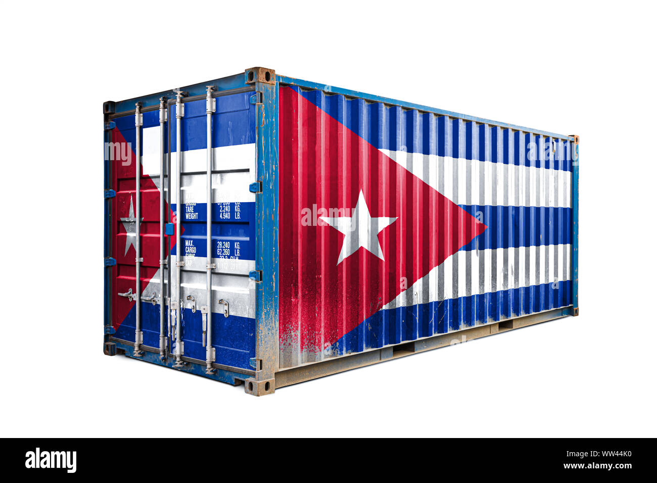 Le concept d'exportation-importation Cuba , le transport de conteneurs et  de la livraison des marchandises. Le transport de conteneur avec le drapeau  national de Cuba Photo Stock - Alamy