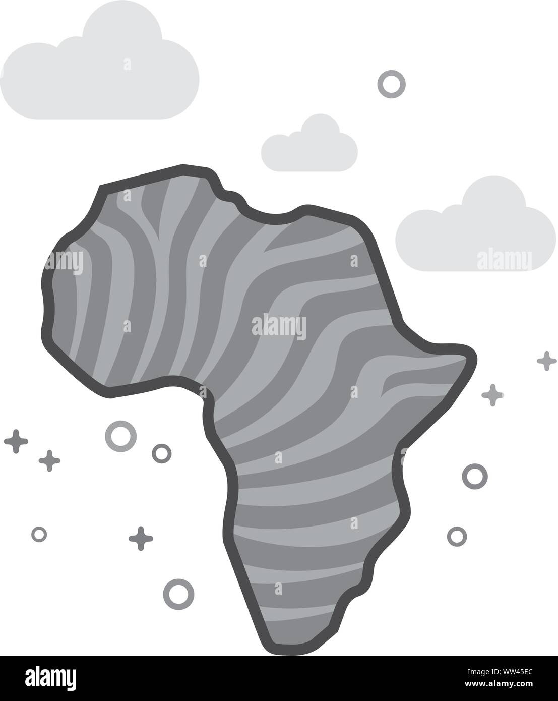 De l'Afrique carte icône rayé gris en télévision décrites style. Vector illustration. Illustration de Vecteur
