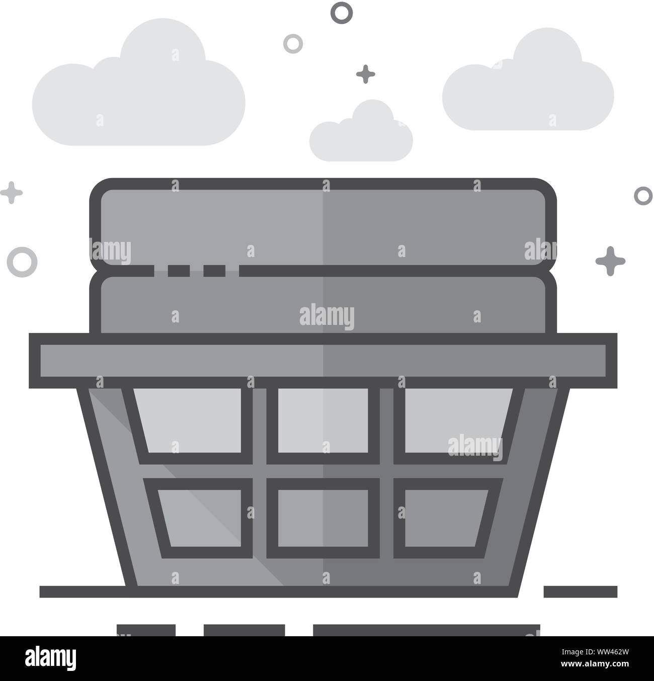 Dans l'icône panier vêtements télévision décrites. style gris Vector illustration. Illustration de Vecteur