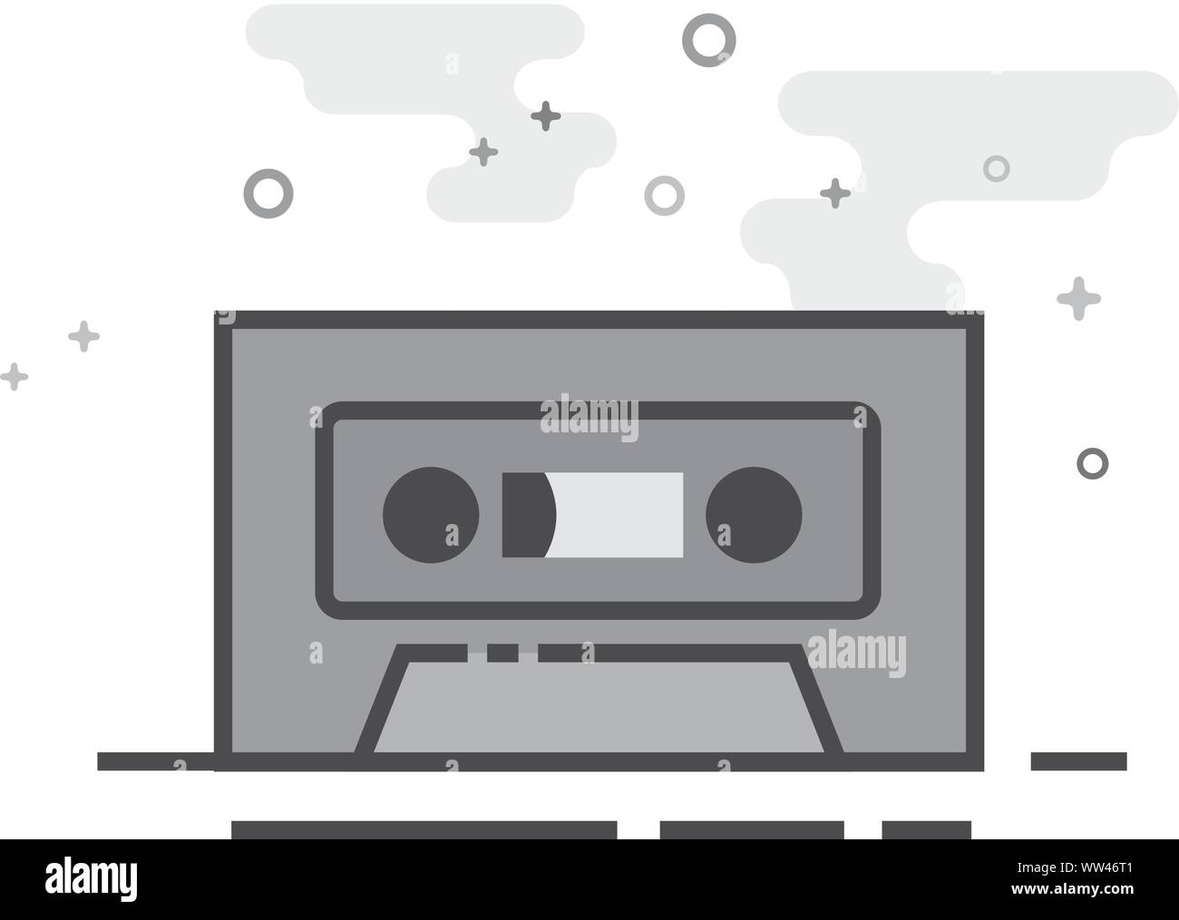 L'icône de cassette de ruban en télévision décrites. style gris Vector illustration. Illustration de Vecteur