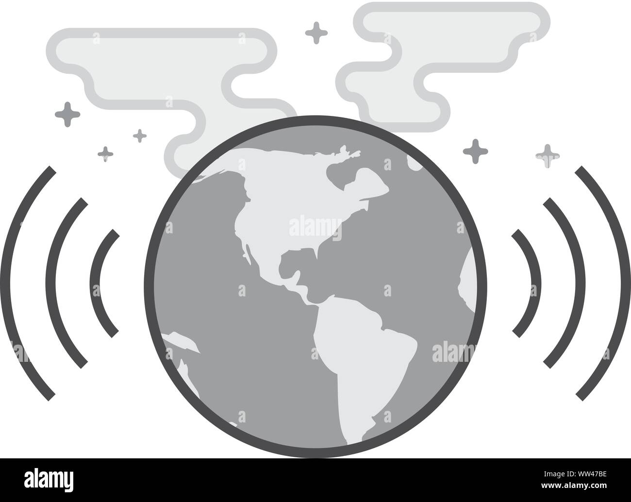 Icône Globe dans télévision décrites. style gris Vector illustration. Illustration de Vecteur