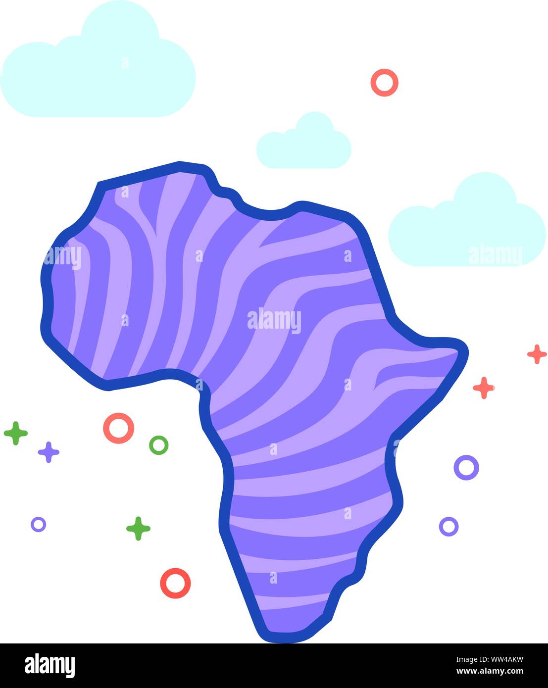 Carte de l'Afrique de l'icône à rayures style couleur télévision décrites. Vector illustration. Illustration de Vecteur