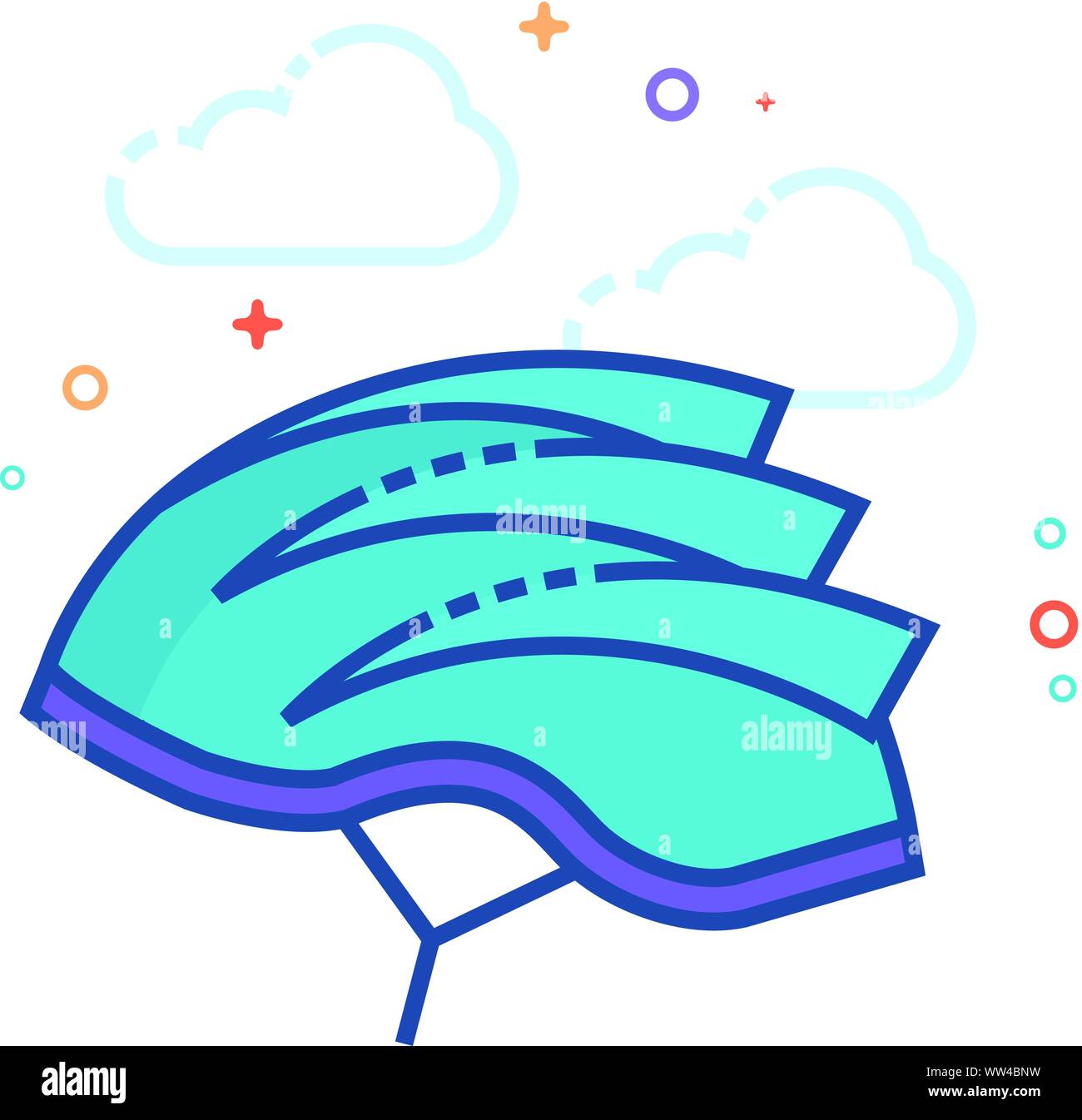 Le port du casque à bicyclette dans l'icône de style couleur télévision décrites. Vector illustration. Illustration de Vecteur