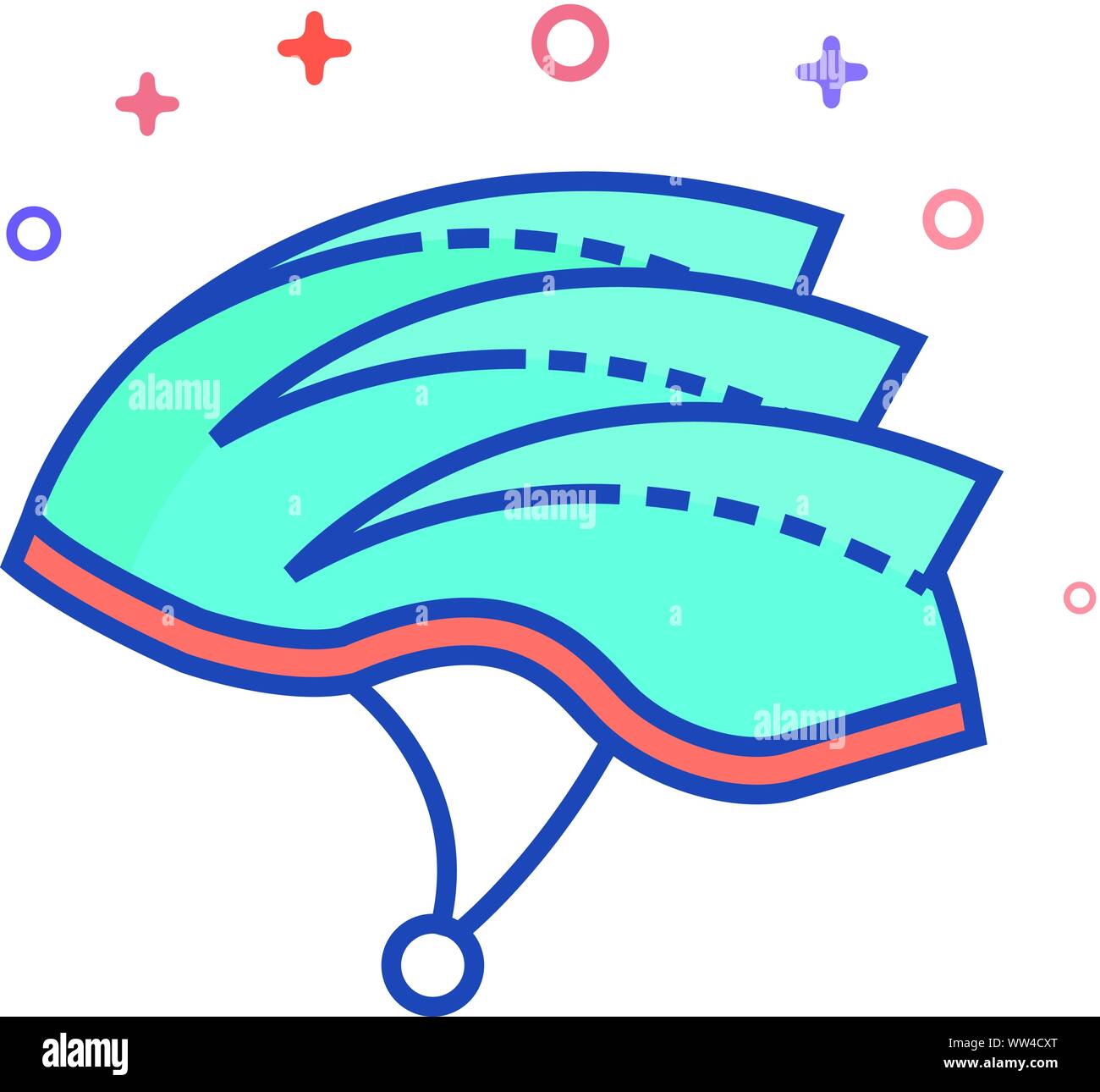 Le port du casque à bicyclette dans l'icône de style couleur télévision décrites. Vector illustration. Illustration de Vecteur