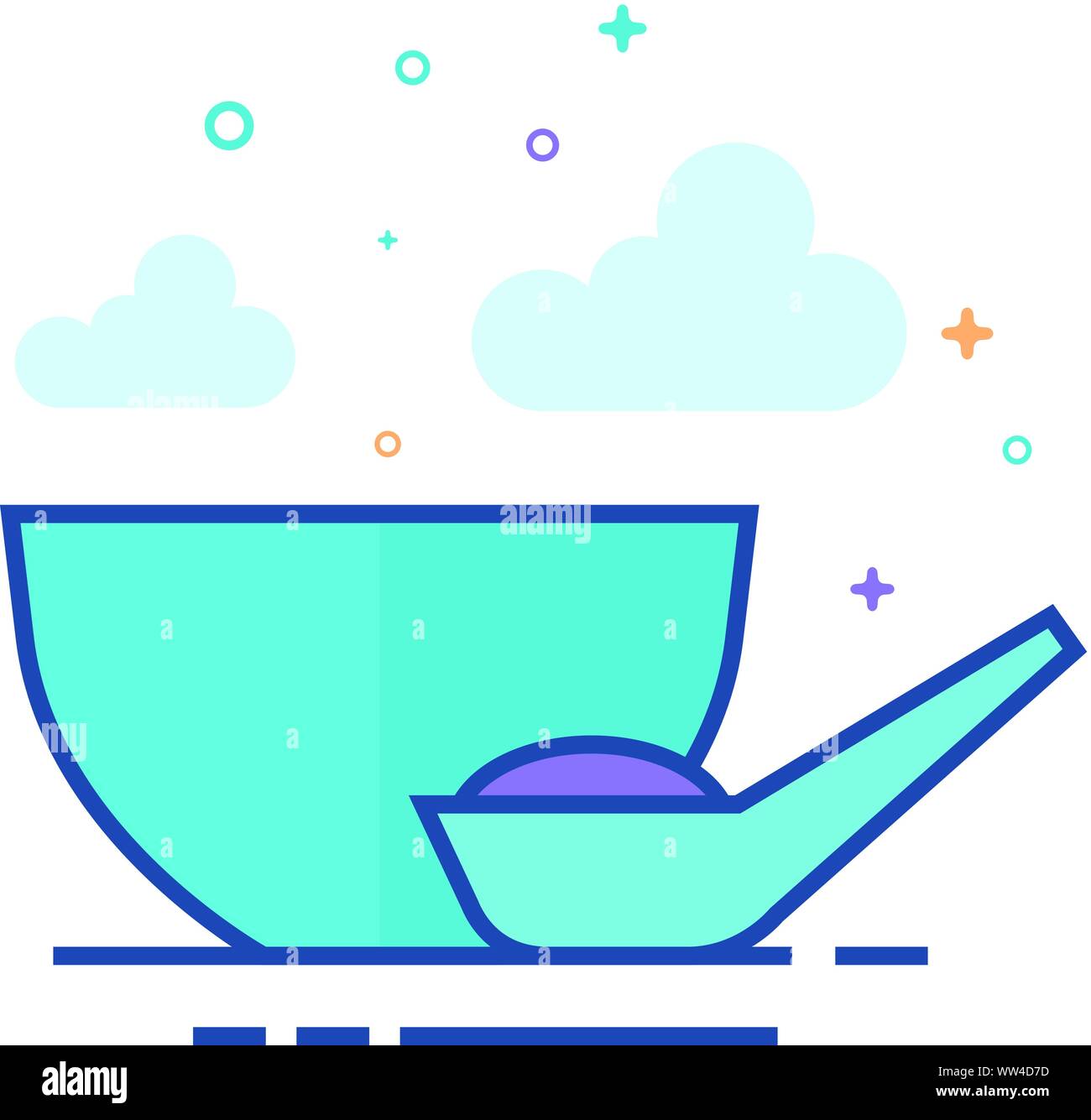 Bol de porridge décrites dans l'icône de couleur plate style. Vector illustration. Illustration de Vecteur