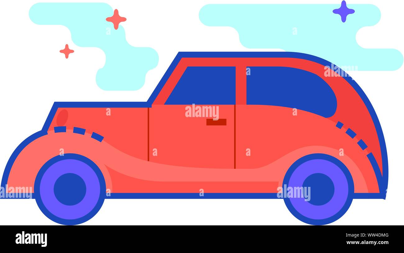 Vintage Car icône dans décrites couleur plate style. Vector illustration. Illustration de Vecteur