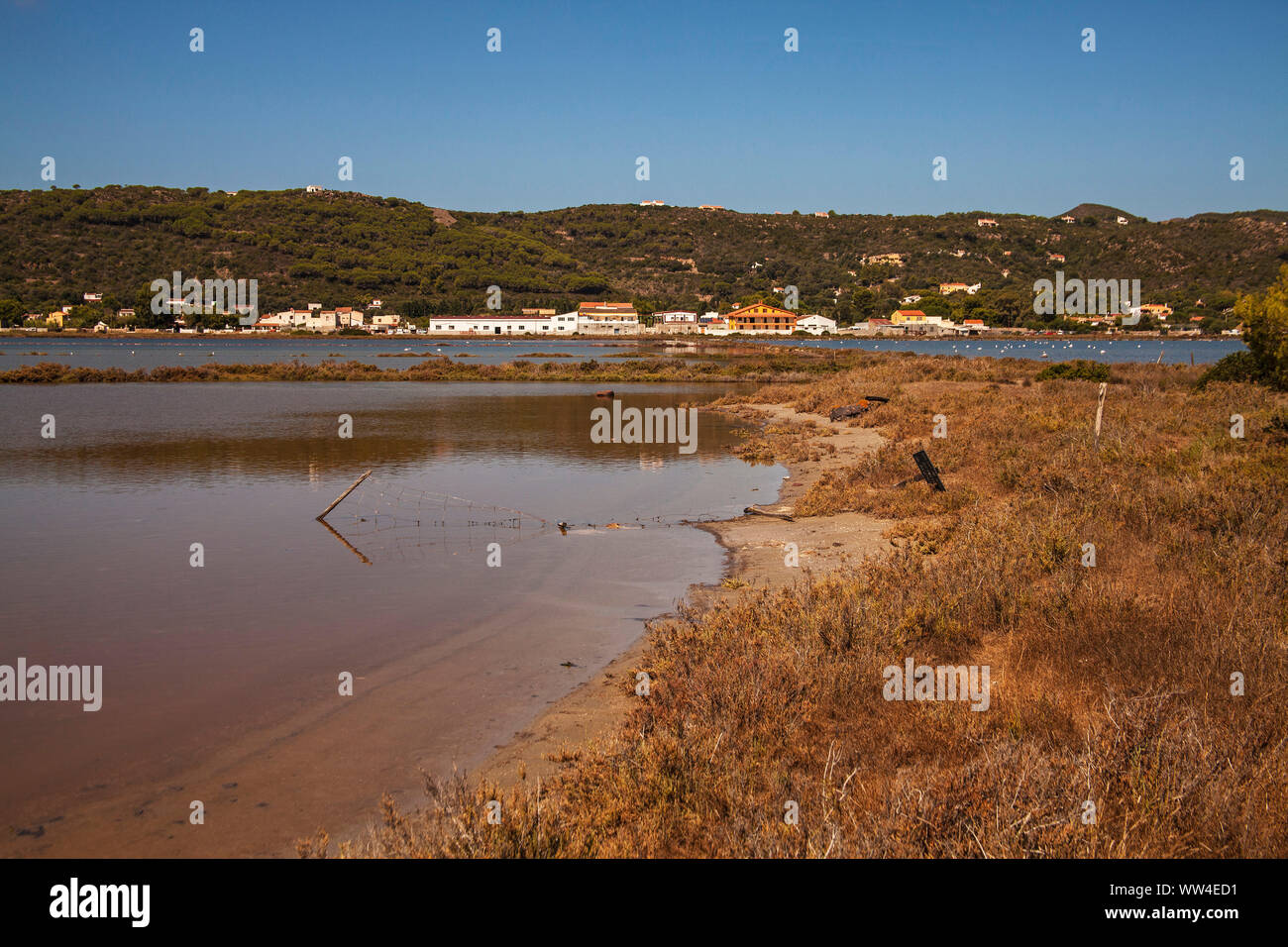 Les marais salants près de l'île de San Pietro Carloforte Sardaigne Italie Banque D'Images