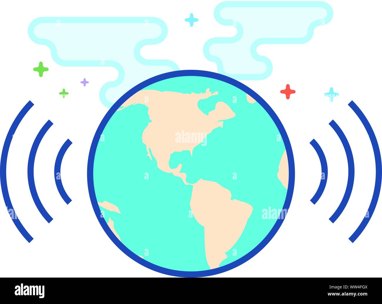 Icône Globe décrites dans télévision couleur. Vector illustration. Illustration de Vecteur