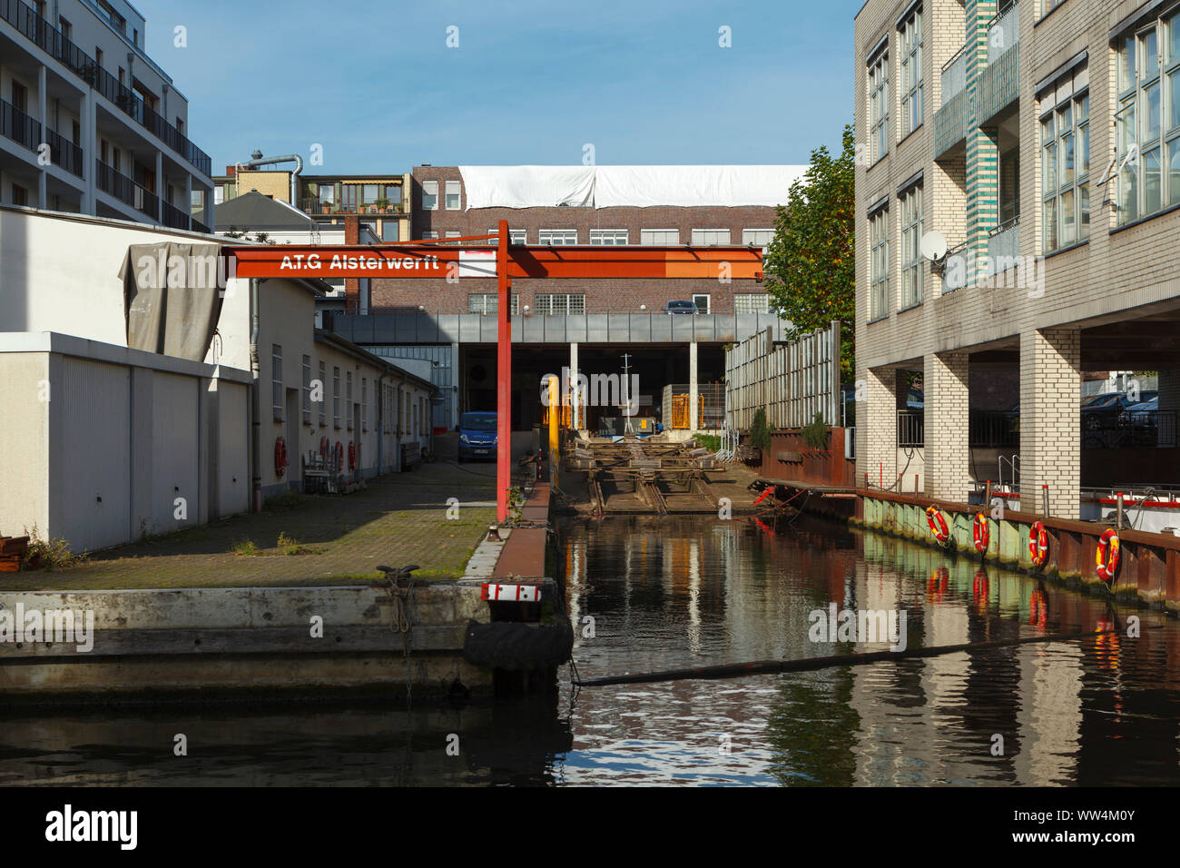 A.T.G. Chantier naval de Alster Winterhude. Banque D'Images