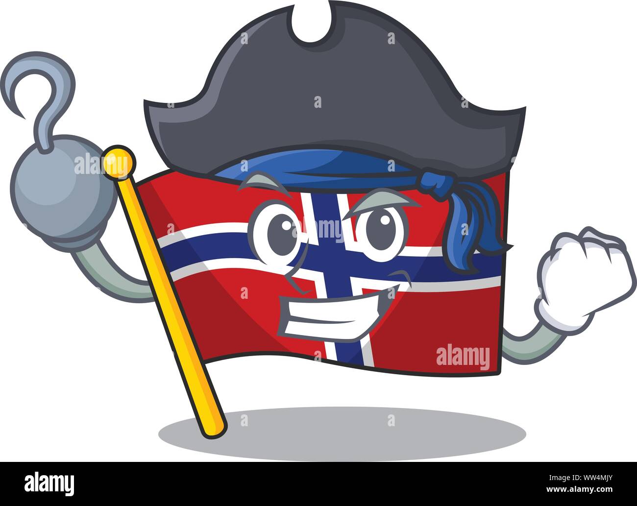Drapeau pirate en forme de personnage de dessin animé sur la norvège Illustration de Vecteur