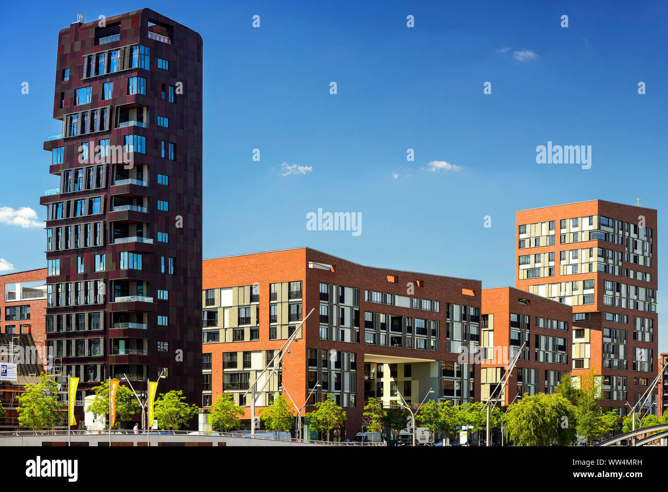 La tour de la cannelle et de la construction résidentielle et commerciale de l'Arabica et le Ceylan dans la HafenCity de Hambourg, Allemagne, Europe Banque D'Images