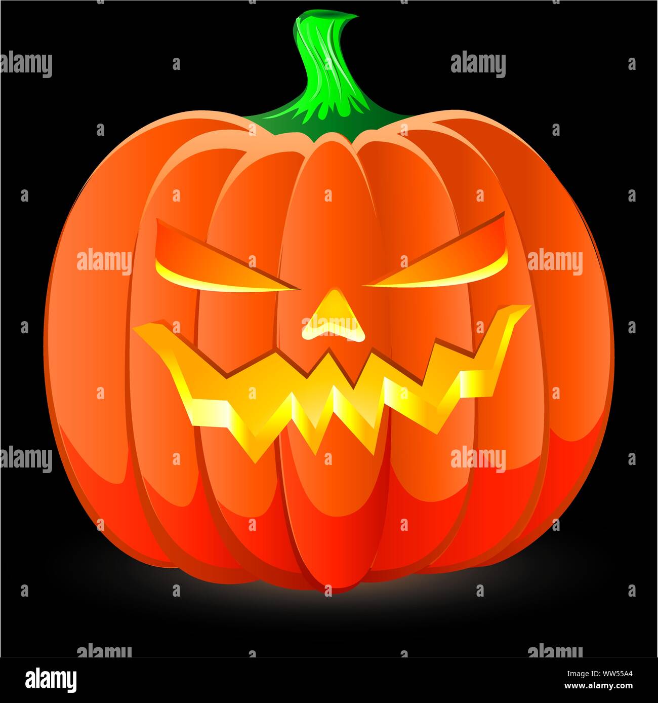 Citrouille Halloween sur fond noir, partie 1, vector illustration Illustration de Vecteur