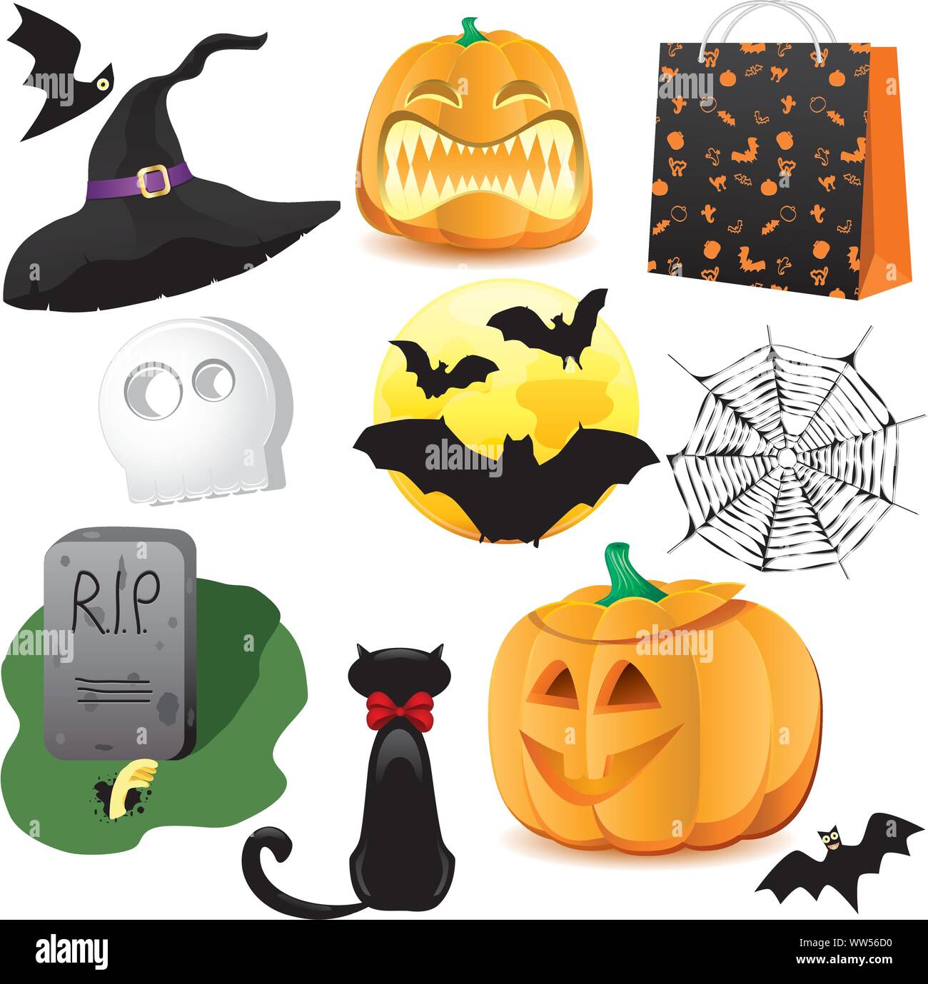 Une collection d'icônes d'Halloween fun Halloween neuf icônes. Regroupées pour faciliter les modifications. Vector illustration Illustration de Vecteur