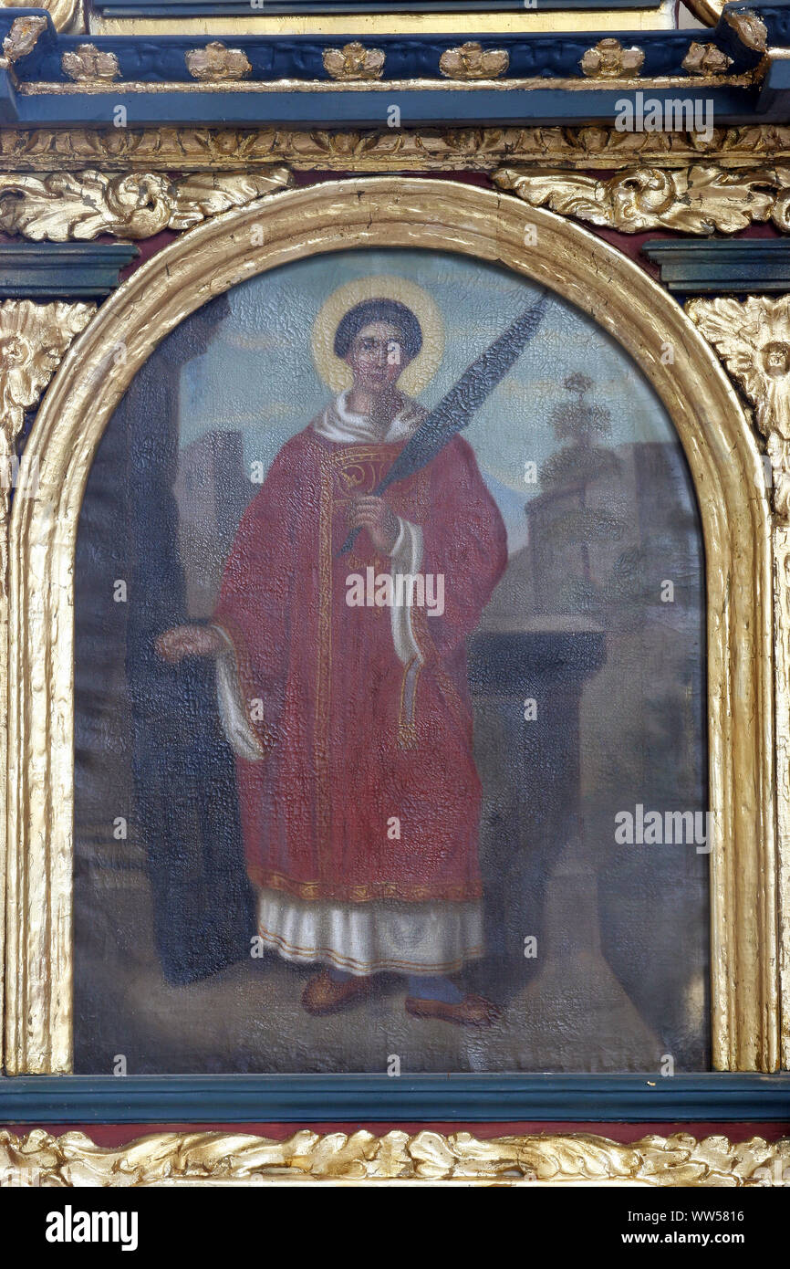 Saint Laurent de Rome retable de la chapelle de Saint-Jacques de Zagreb, Croatie Banque D'Images