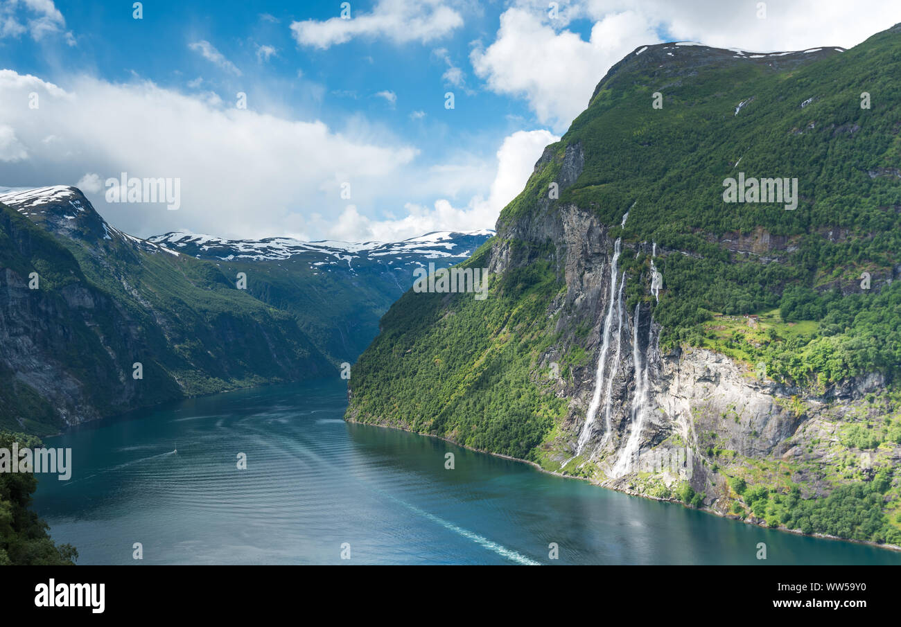 Sept sœurs Geirangerfjord Geiranger, cascade, Norvège Banque D'Images