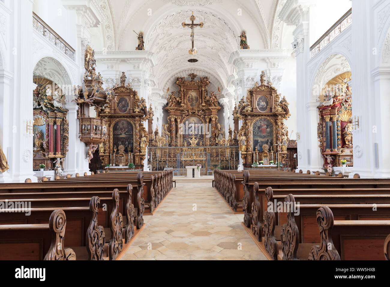 L'église abbatiale, Obermarchtal Alb-danube-Kreis, en Haute Souabe, Bade-Wurtemberg, Allemagne Banque D'Images