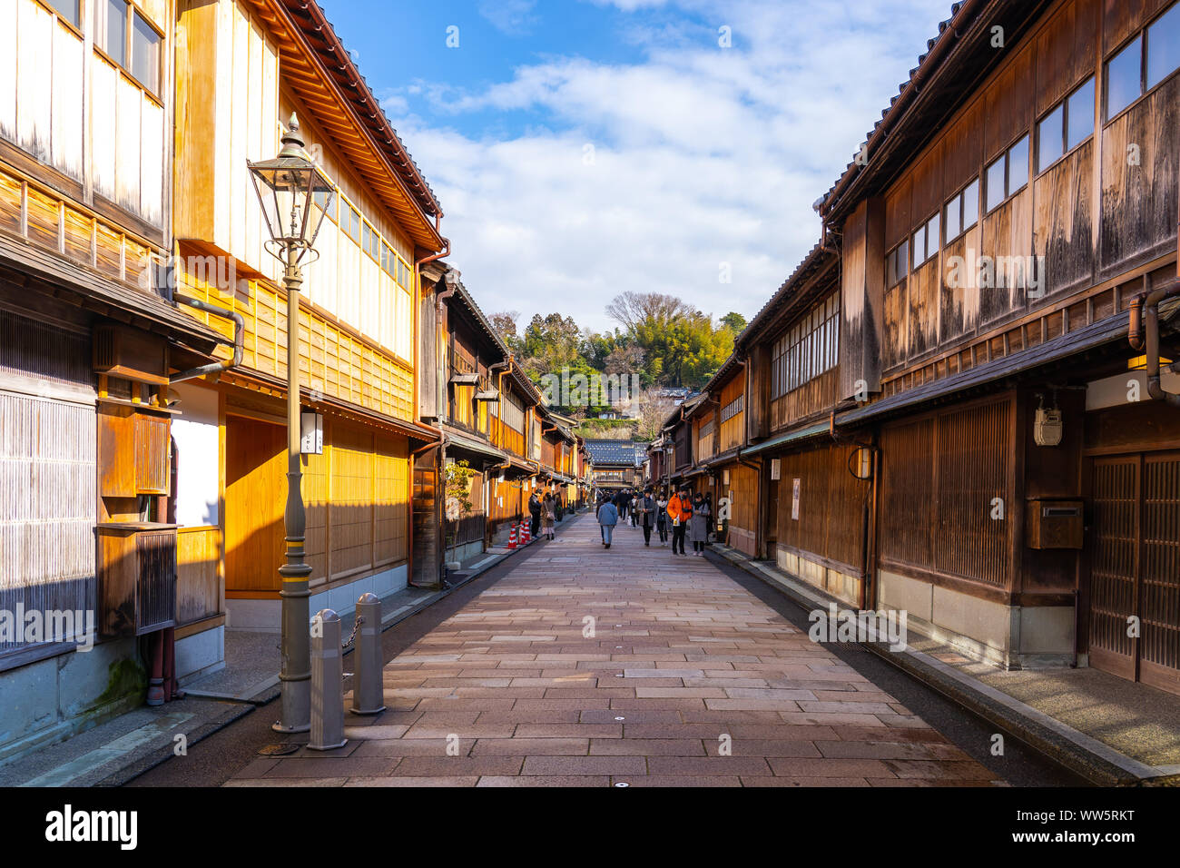 Higashichaya Vieille ville de Kanazawa, Japon. Banque D'Images